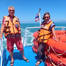 Alfred and Jutta on the ferry from Trat to the marvelous island Koh Kood